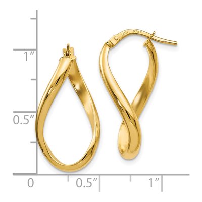 14K Yellow Gold Twisted Oval Hoop Earrings – view 5