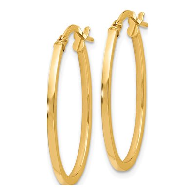 14K Yellow Gold Oval Hoop Earrings – view 3