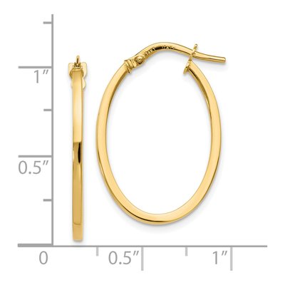 14K Yellow Gold Oval Hoop Earrings – view 5