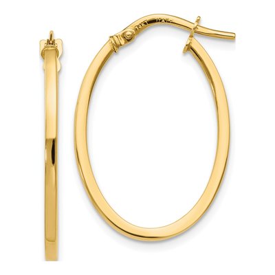 14K Yellow Gold Oval Hoop Earrings