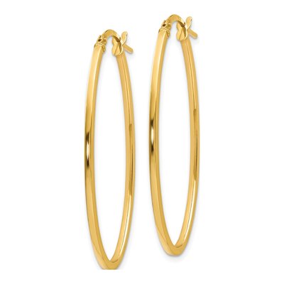 14K Yellow Gold Oval Hoop Earrings – view 3