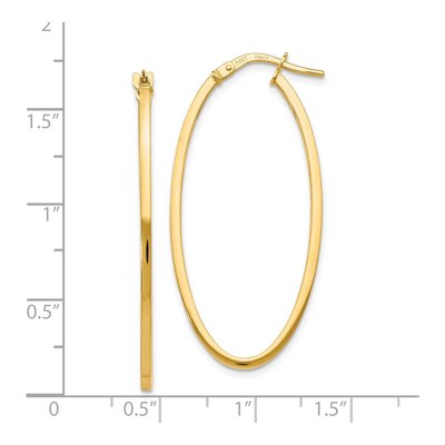 14K Yellow Gold Oval Hoop Earrings – view 5