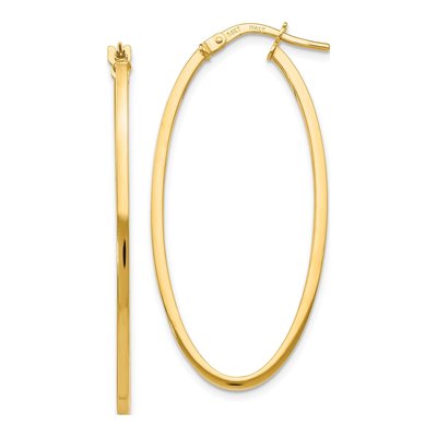 14K Yellow Gold Oval Hoop Earrings