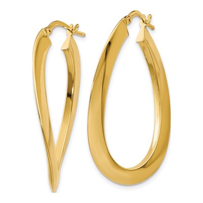14K Yellow Gold 38mm Twisted Oval Hoop Earrings – view 3