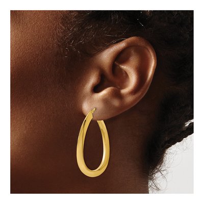 14K Yellow Gold 38mm Twisted Oval Hoop Earrings – view 4