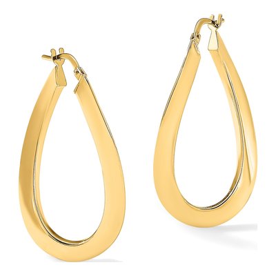 14K Yellow Gold 38mm Twisted Oval Hoop Earrings – view 6