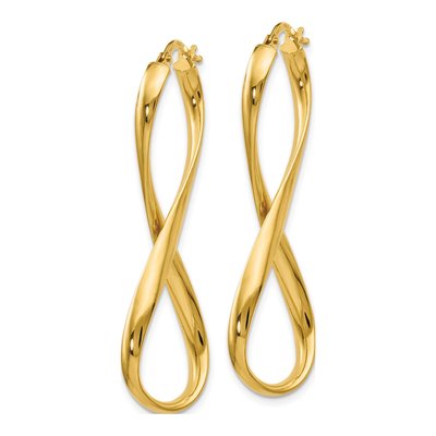 14K Yellow Gold Twisted Infinity Hoop Earrings – view 3