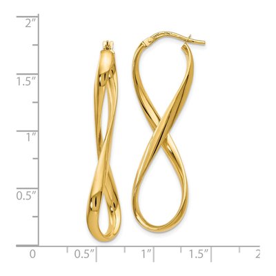 14K Yellow Gold Twisted Infinity Hoop Earrings – view 5