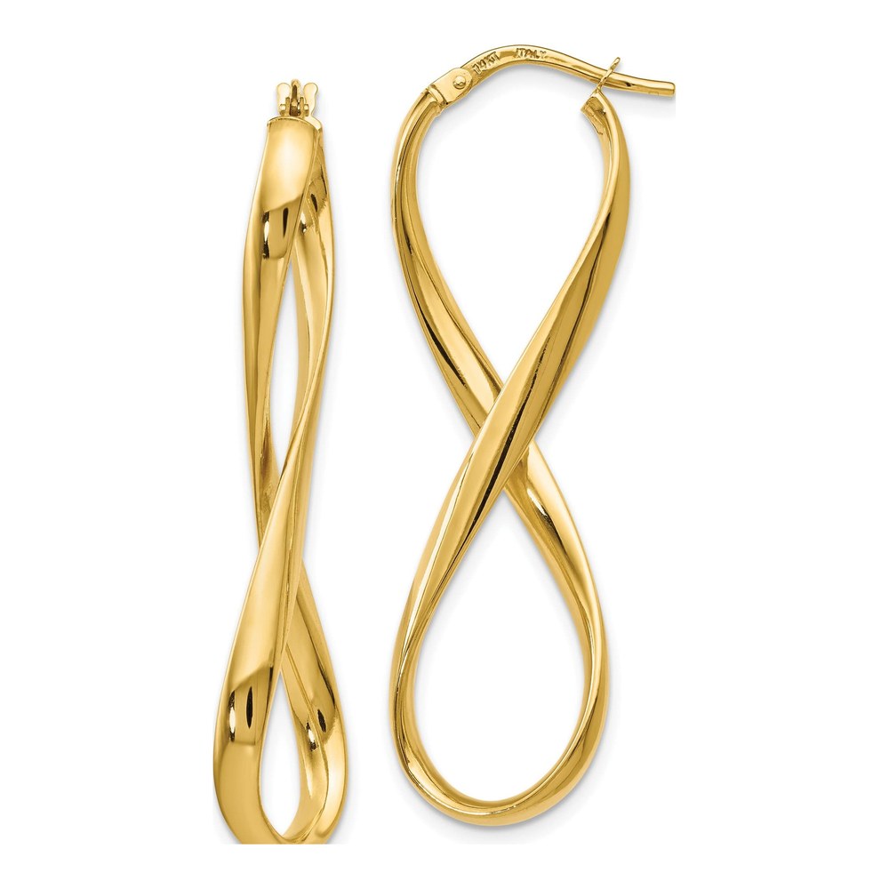 14K Yellow Gold Twisted Infinity Hoop Earrings