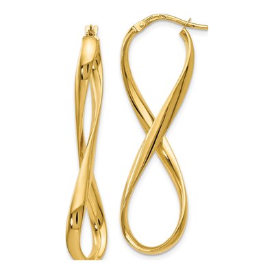 14K Yellow Gold Twisted Infinity Hoop Earrings