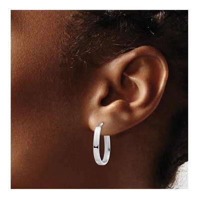 14K White Gold U-Shape Hoop Earrings – view 4