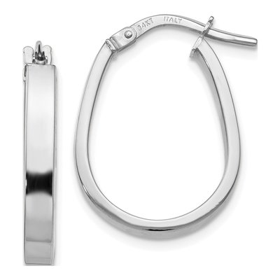 14K White Gold U-Shape Hoop Earrings