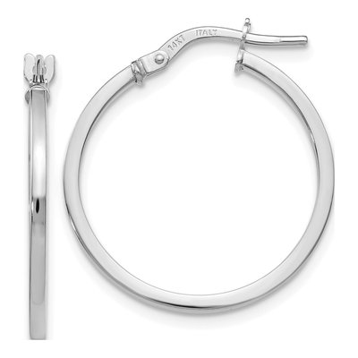 14K White Gold 20mm Hoop Earrings