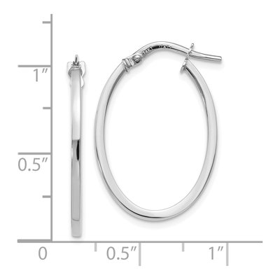 14K White Gold Oval Hoop Earrings – view 5