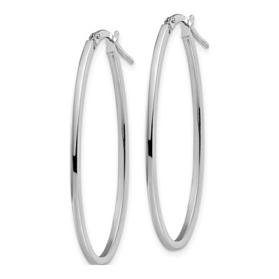 14K White Gold Oval Hoop Earrings – view 3