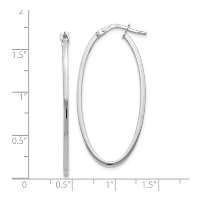 14K White Gold Oval Hoop Earrings – view 5