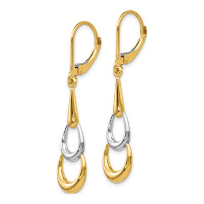 14K Two-Tone Gold Leverback Earrings – view 3