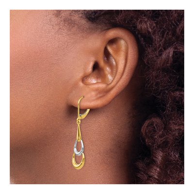 14K Two-Tone Gold Leverback Earrings – view 4