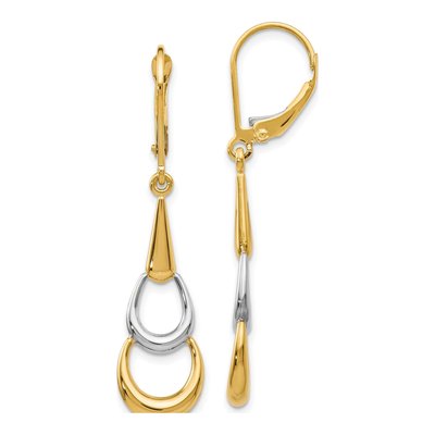 14K Two-Tone Gold Leverback Earrings