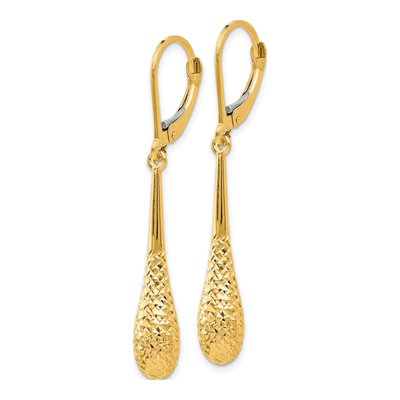 14K Yellow Gold Diamond-Cut Leverback Earrings – view 3