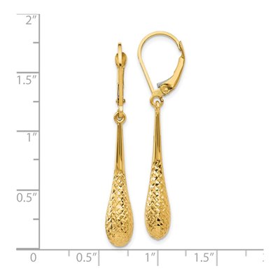 14K Yellow Gold Diamond-Cut Leverback Earrings – view 5