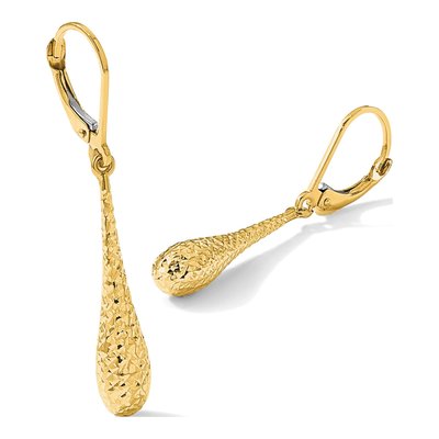 14K Yellow Gold Diamond-Cut Leverback Earrings – view 6