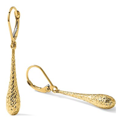 14K Yellow Gold Diamond-Cut Leverback Earrings – view 7