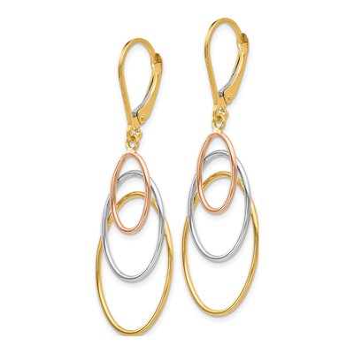 14K Tri-Color Gold Leverback Earrings – view 3