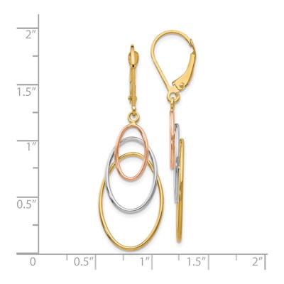 14K Tri-Color Gold Leverback Earrings – view 5