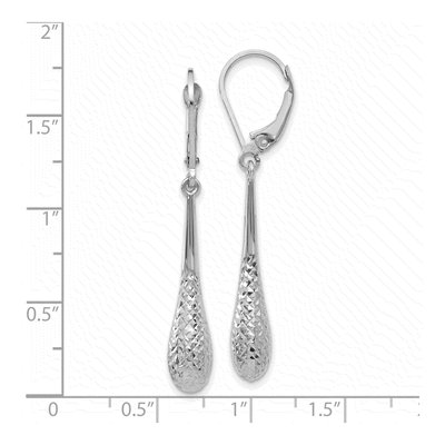 14K White Gold Diamond-Cut Leverback Earrings – view 5