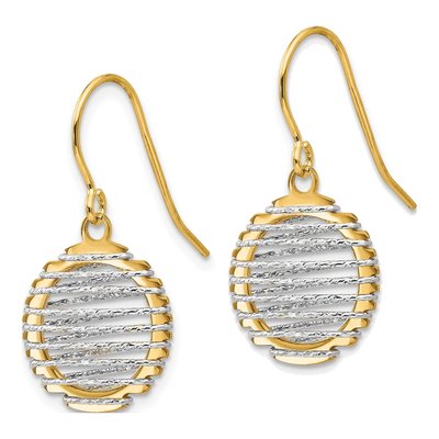 14K Two-Tone Gold Wire Wrapped Dangle Earrings – view 3