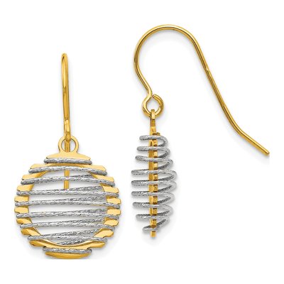 14K Two-Tone Gold Wire Wrapped Dangle Earrings