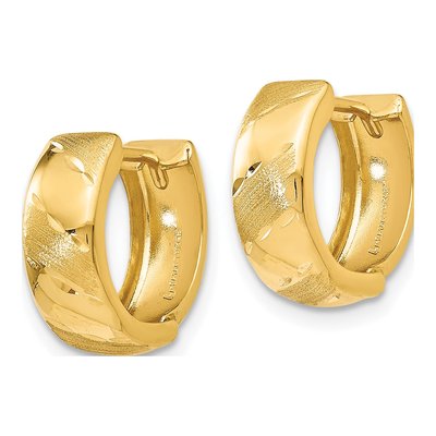 14K Yellow Gold Huggie Hoop Earrings – view 3
