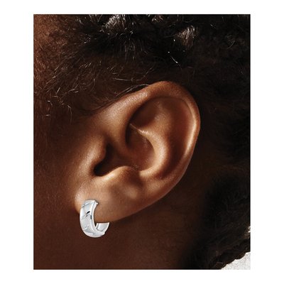14K White Gold Huggie Hoop Earrings – view 4