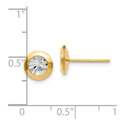 14K Yellow Gold Diamond-Cut Button Stud Earrings – view 5