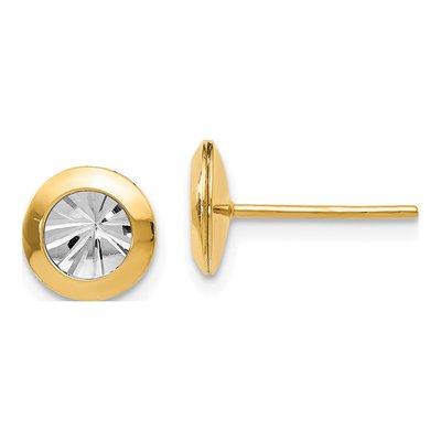 14K Yellow Gold Diamond-Cut Button Stud Earrings