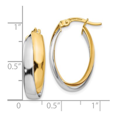 14K Two-Tone Gold 23mm Double Oval Hoop Earrings – view 5