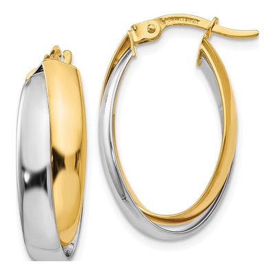 14K Two-Tone Gold 23mm Double Oval Hoop Earrings