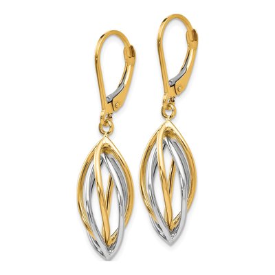 14K Two-Tone Gold Leverback Earrings – view 3