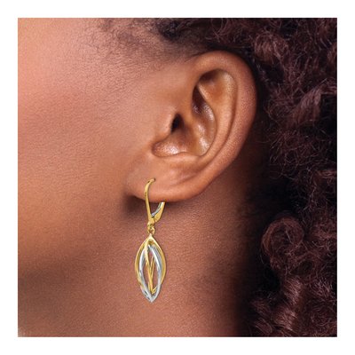 14K Two-Tone Gold Leverback Earrings – view 4