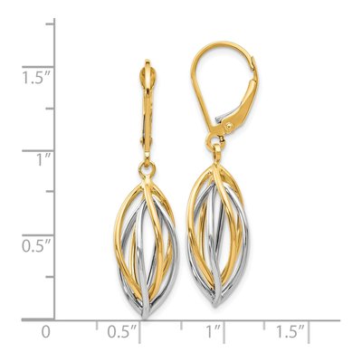 14K Two-Tone Gold Leverback Earrings – view 5