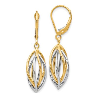 14K Two-Tone Gold Leverback Earrings