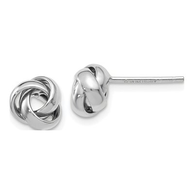 14K White Gold Button Stud Earrings