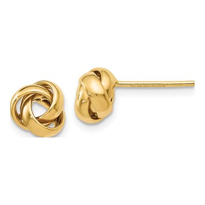 14K Yellow Gold Love Knot Stud Earrings