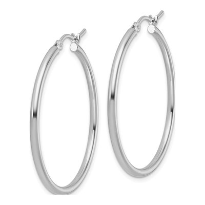 14K White Gold 35mm Hoop Earrings – view 3