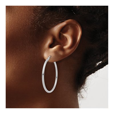 14K White Gold 35mm Hoop Earrings – view 4