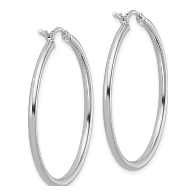14K White Gold 35mm Hoop Earrings – view 5