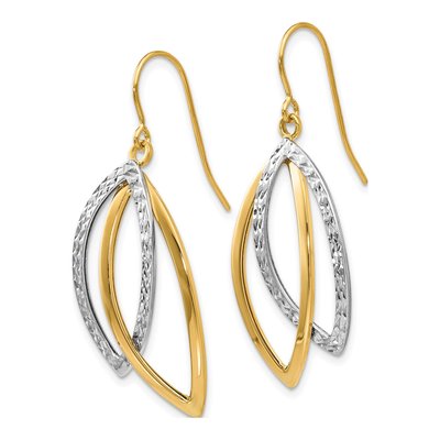 14K Two-Tone Gold Shepherd Hook Dangle Earrings – view 3
