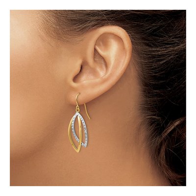 14K Two-Tone Gold Shepherd Hook Dangle Earrings – view 4