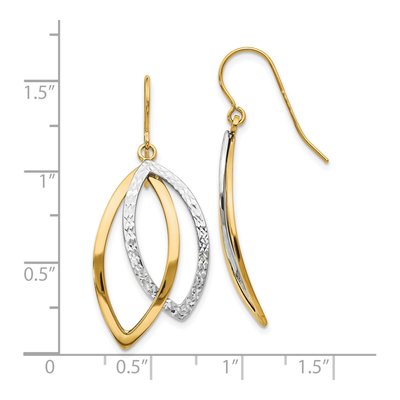 14K Two-Tone Gold Shepherd Hook Dangle Earrings – view 5